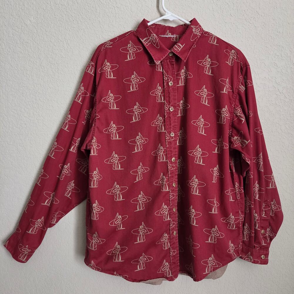 Vintage 90s Shirt Barn Fly Womens Large Cowboy Lasso Button up Casual Western
